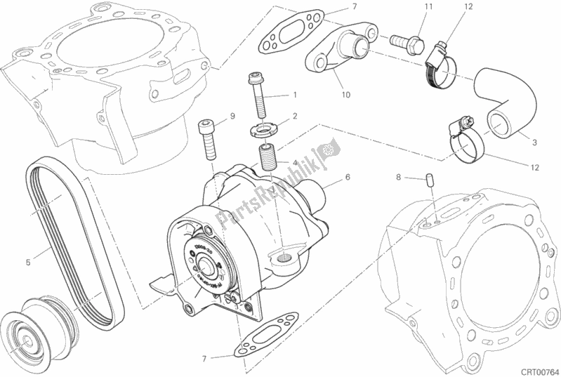 All parts for the Pompa Acqua of the Ducati Diavel Xdiavel Sport Pack Brasil 1260 2018